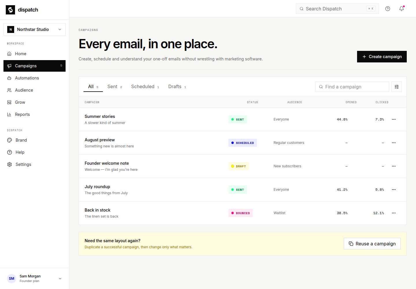 LetterFrame campaigns workspace